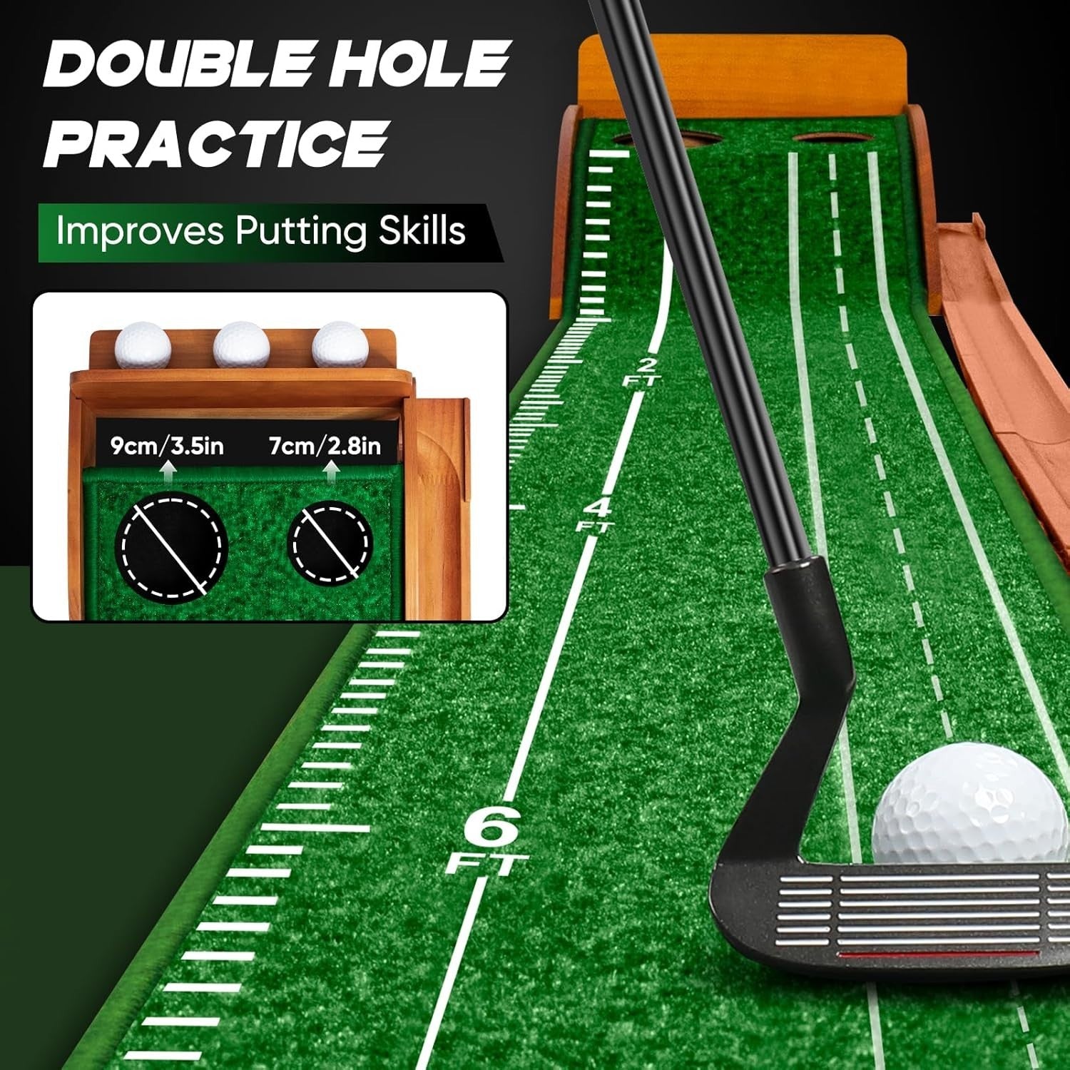 Indoor Golf Putting Mat Trainer Automatic Ball Return Practice Set