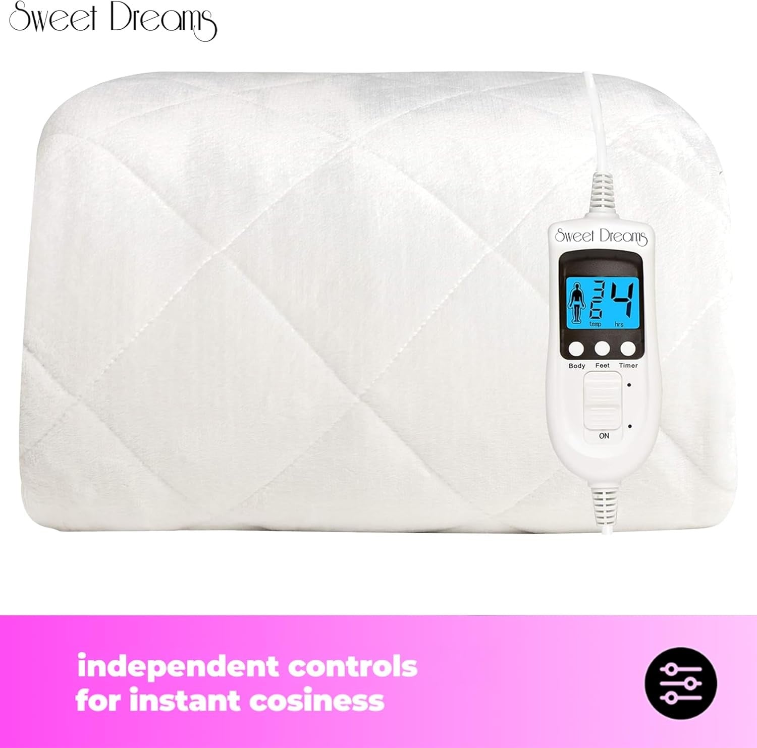 Electric Heated Mattress Cover Single Bed 200x107cm Plush Fleece Timer