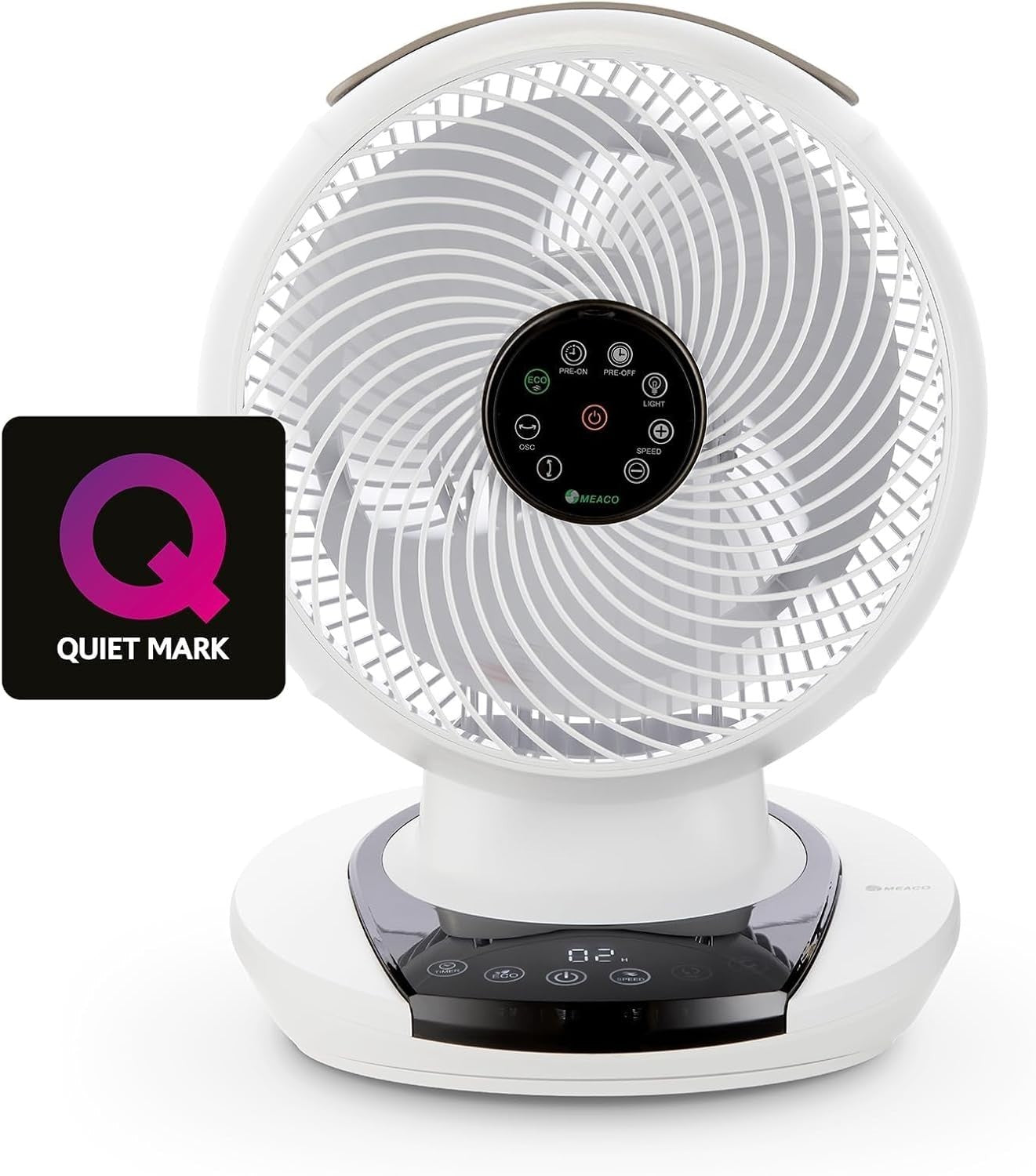 Cool Quiet Table Fan with Remote Control – 12 Speed Air Circulator Desk White