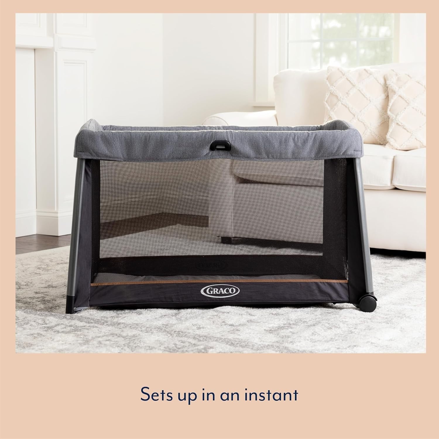 Lightweight Travel Cot with Bassinet Compact Folding Baby Bed Playpen 105x65cm