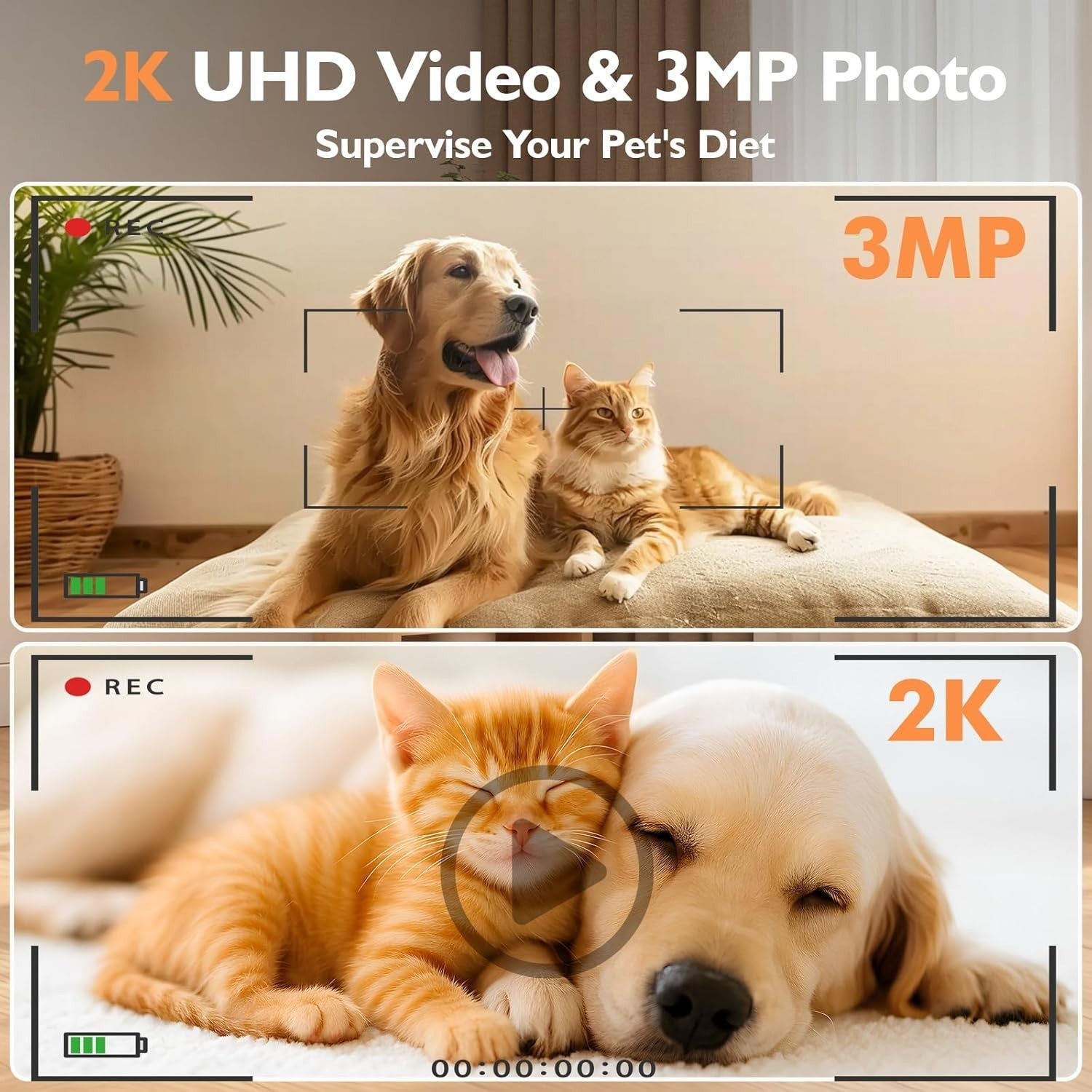 2K Camera Automatic Cat Feeder WiFi App Control 5L Food 4L Water