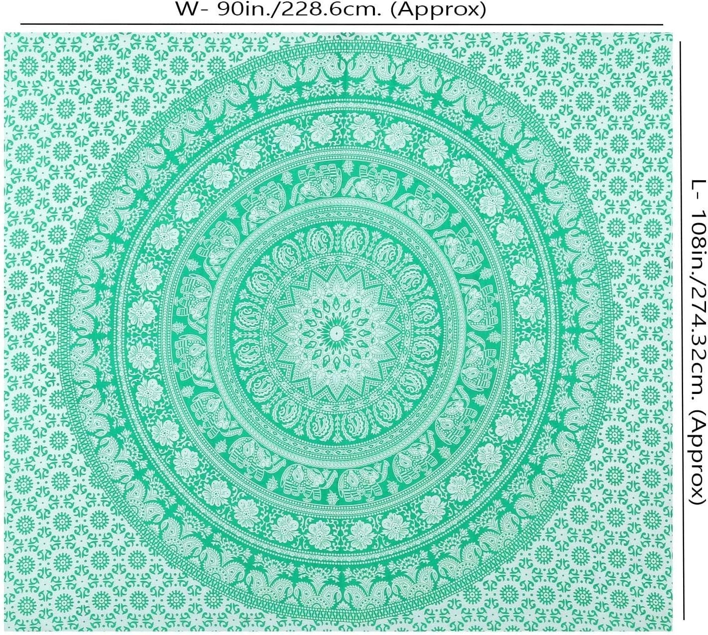 Boho Mandala Elephant Tapestry 90x108in Wall Hanging Bedspread