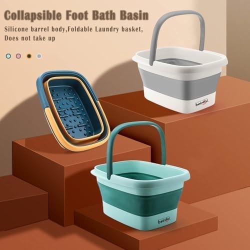 Collapsible Foot Bath Basin with Massage Rollers Foldable Soak Tub