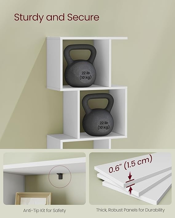 6 Tier White Bookcase Room Divider Modern Cube Display Shelf 24×40×191cm Storage