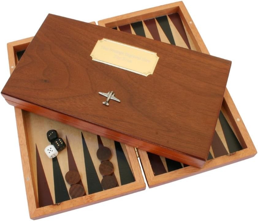 Wooden Backgammon Set Magnetic Folding Box Travel Pub Board Gift Engravable