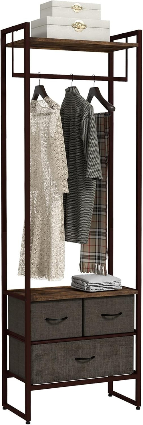 Clothes Rail with 3 Drawers Garment Rack Rustic Brown 178cm