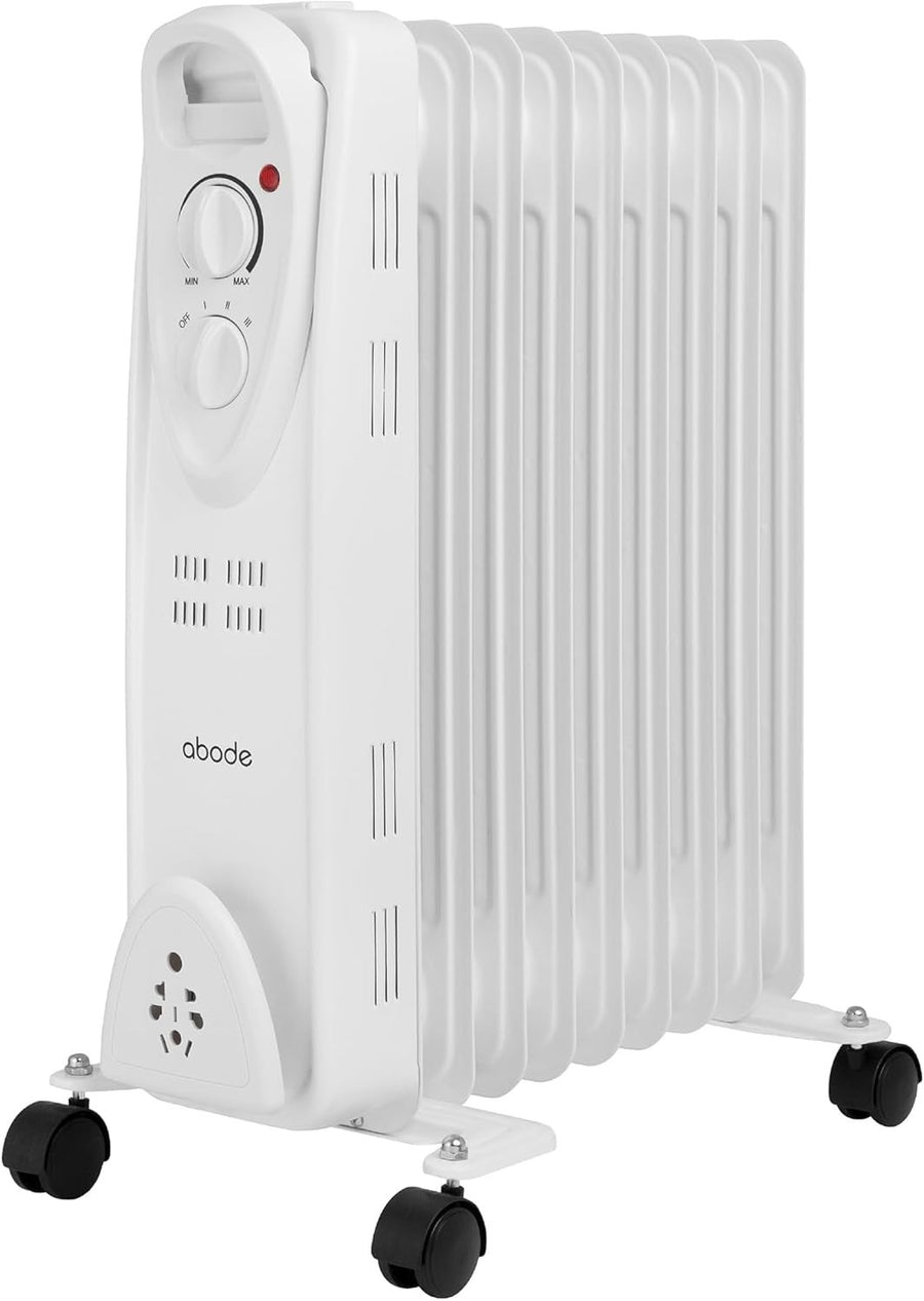 2000W Oil Filled Radiator Heater 9 Fin Portable Electric Thermostat