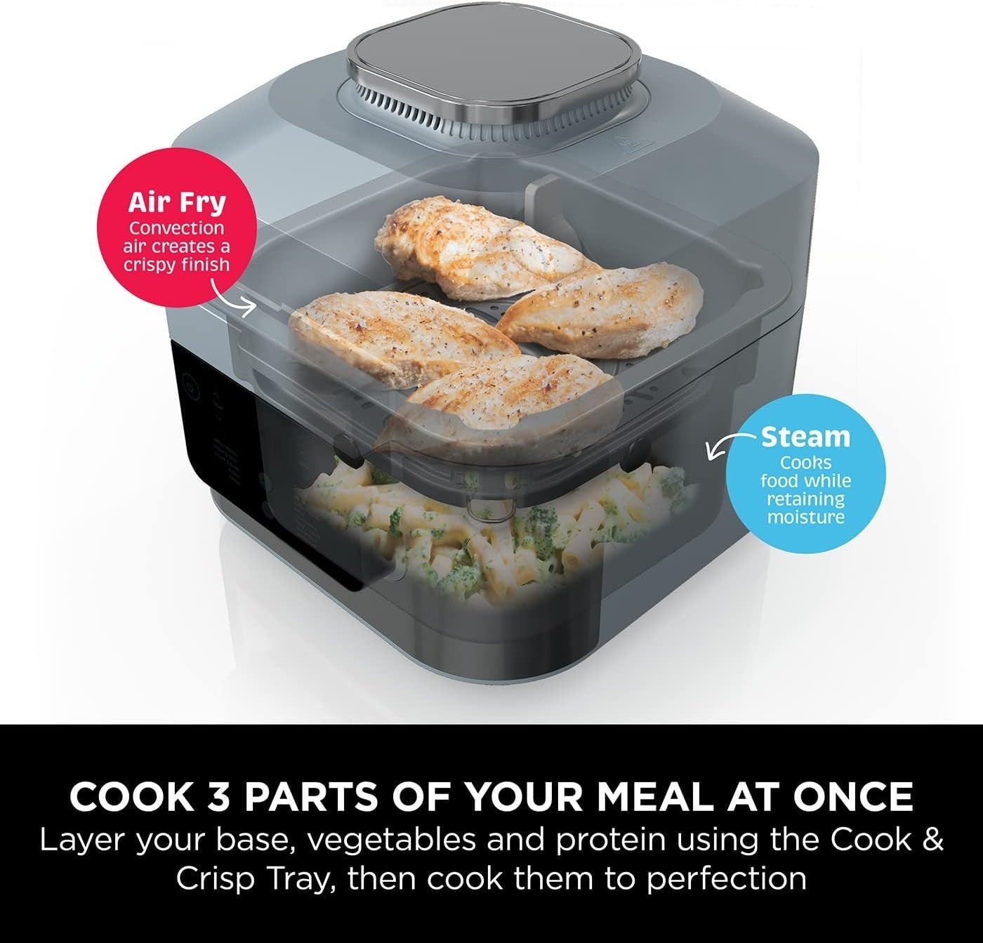 10-in-1 Rapid Cooker Air Fryer | 15-Min Meals | 5.7L Multi-Cooker Grey