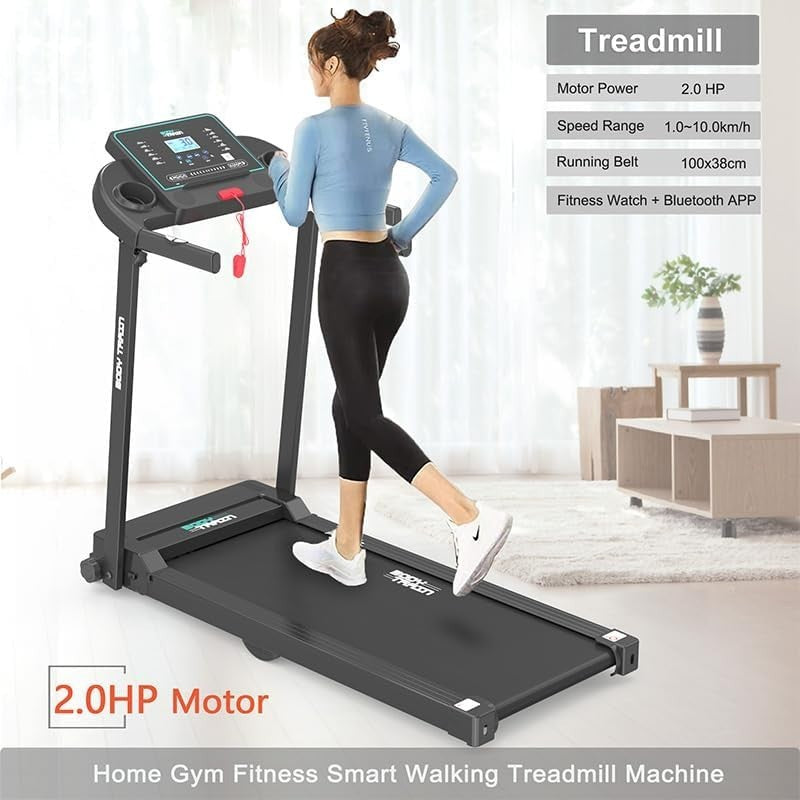 Foldable Bluetooth Treadmill Home Gym 10km/h App Compatible Compact