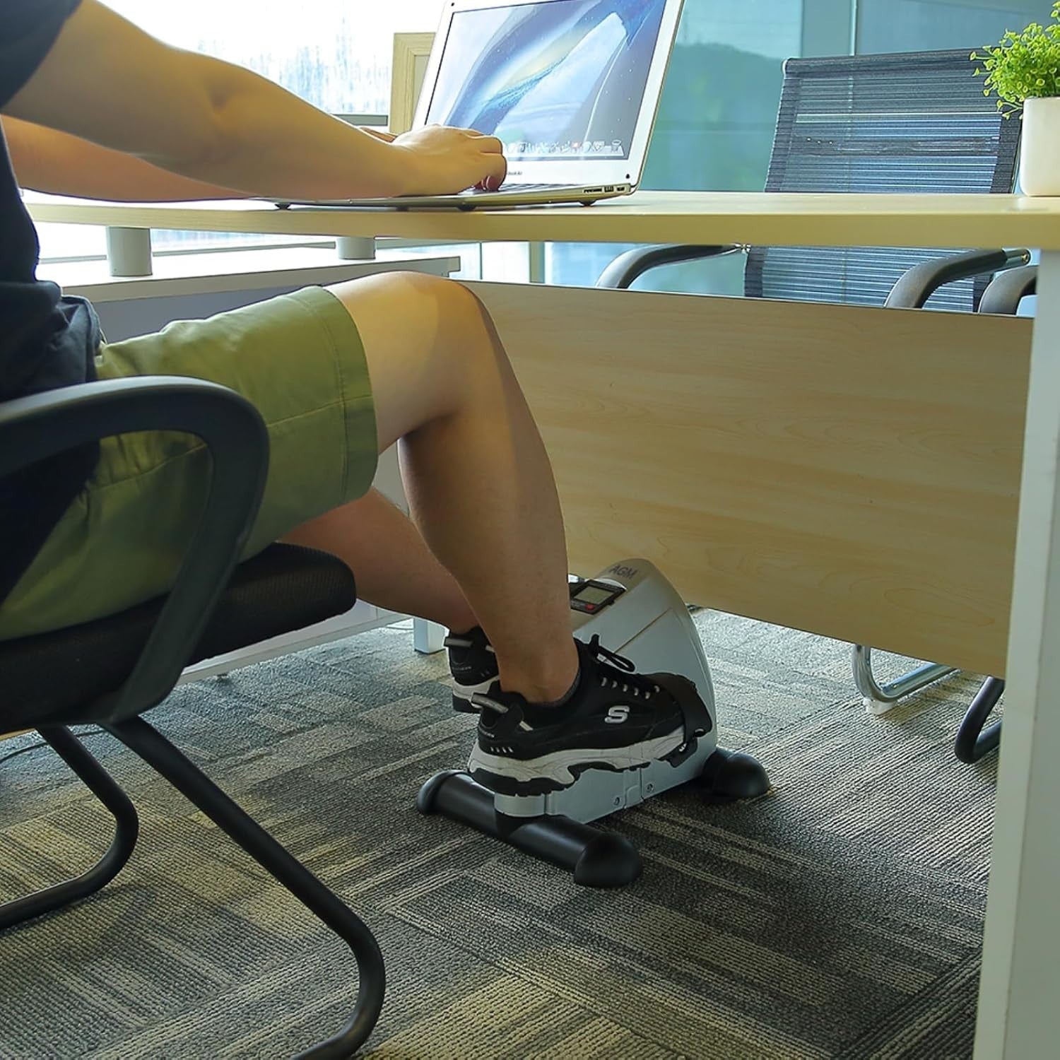 Compact Under-Desk Pedal Exerciser w/ LCD Tracker, Adjustable Straps & Stable