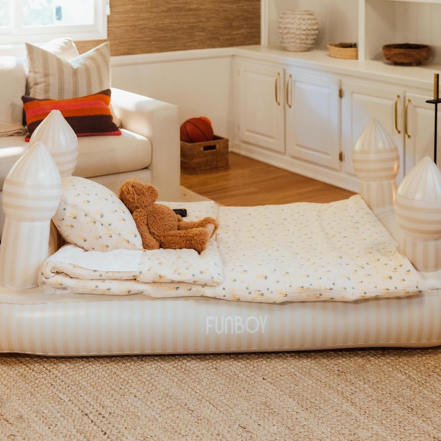 Kids Inflatable Air Mattress Twin Bed for Sleepovers Travel w/ Carry Bag