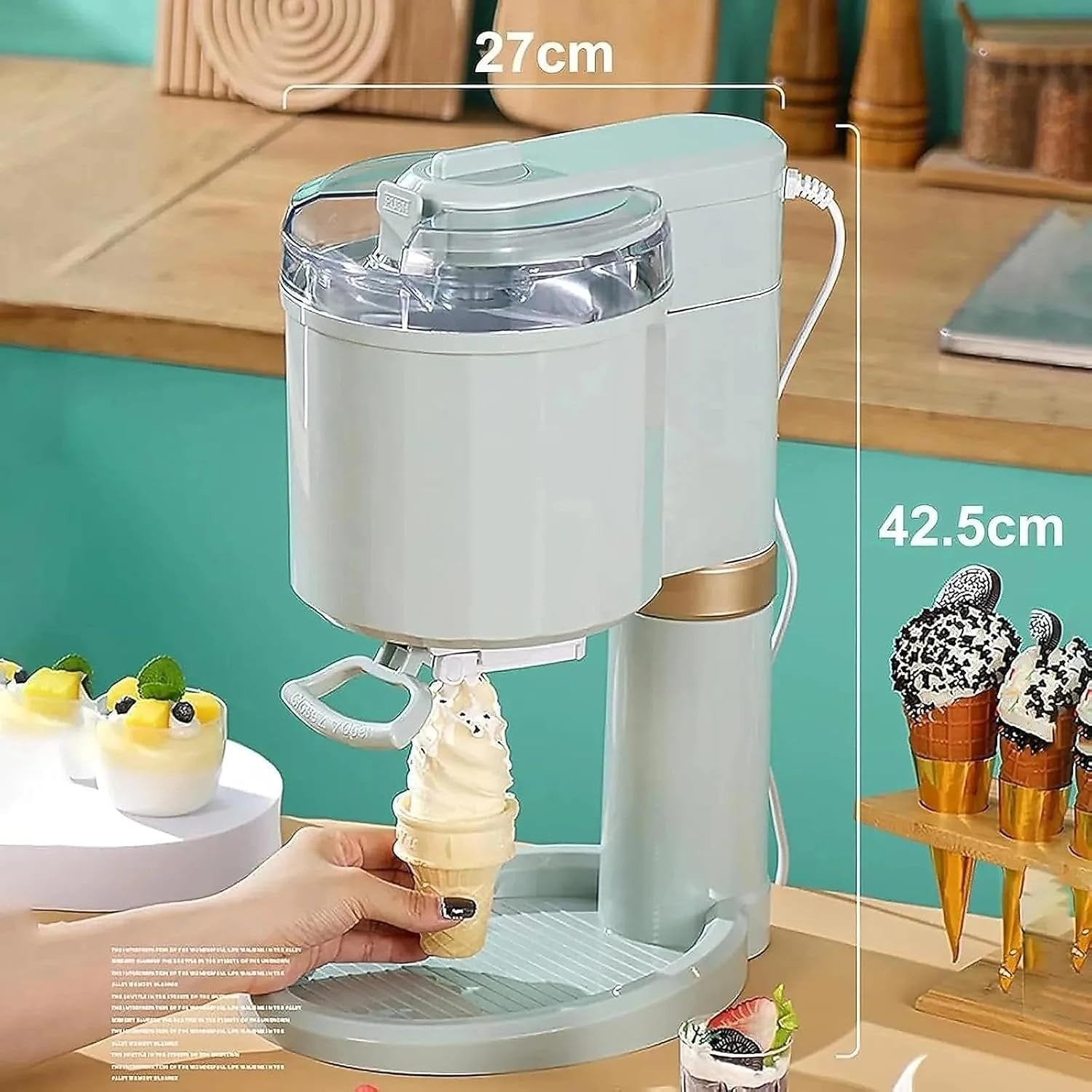 Automatic Soft Serve Ice Cream Maker Mini Dessert Machine Home Countertop