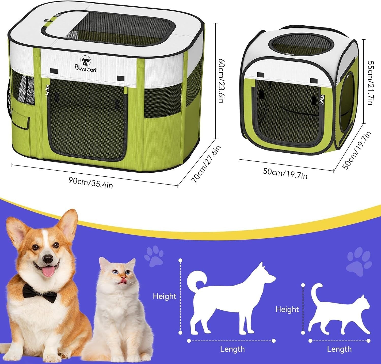 2-in-1 Foldable Pet Playpen Portable Puppy & Cat Tent 140x60x70cm