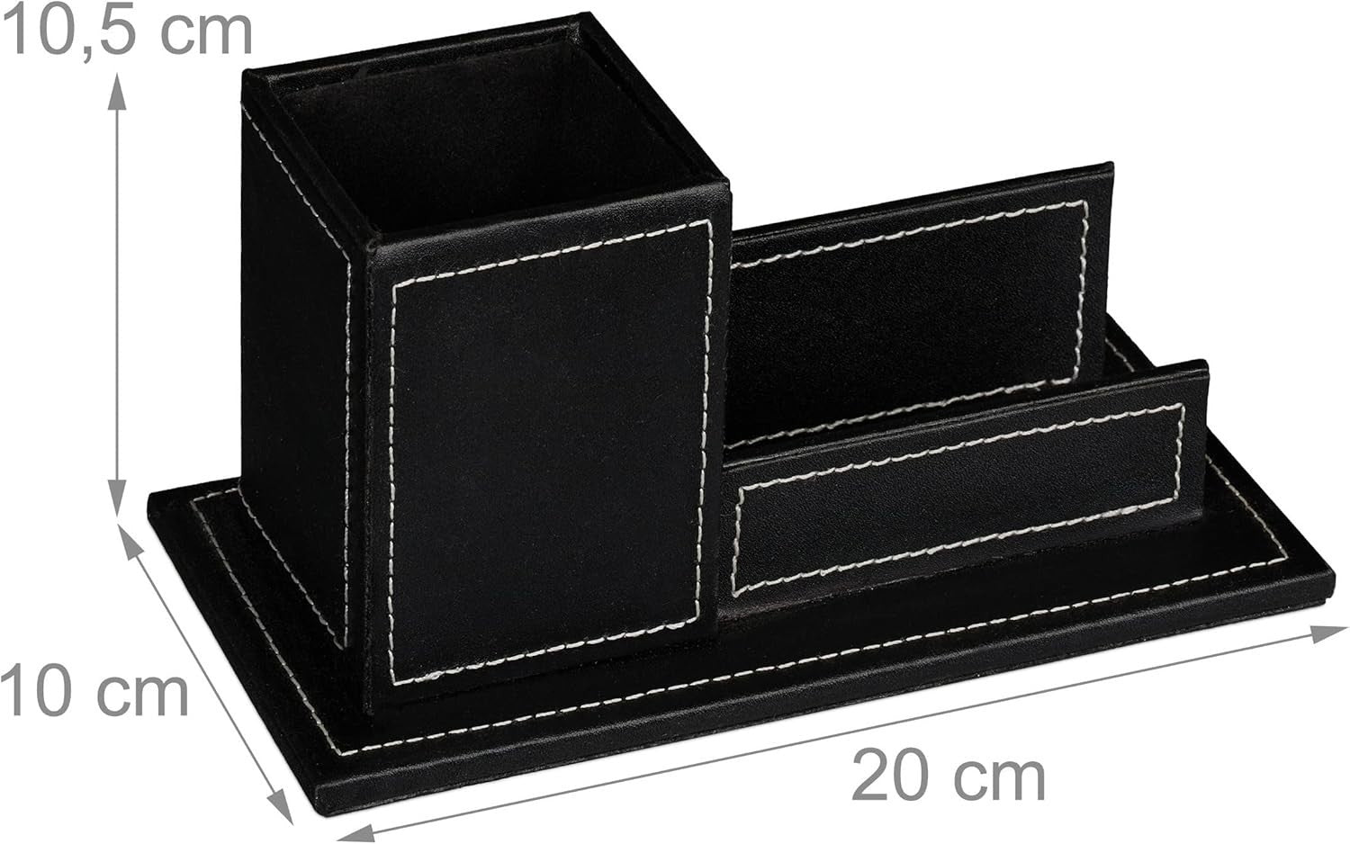 Compact Faux Leather Desk Organiser with Pen & Business Card Holder