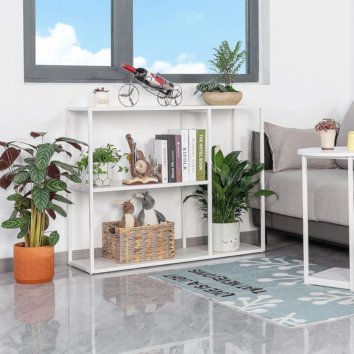 3 Tier Metal Console Table with Shelves - Space-Saving, Durable, Multi-Use