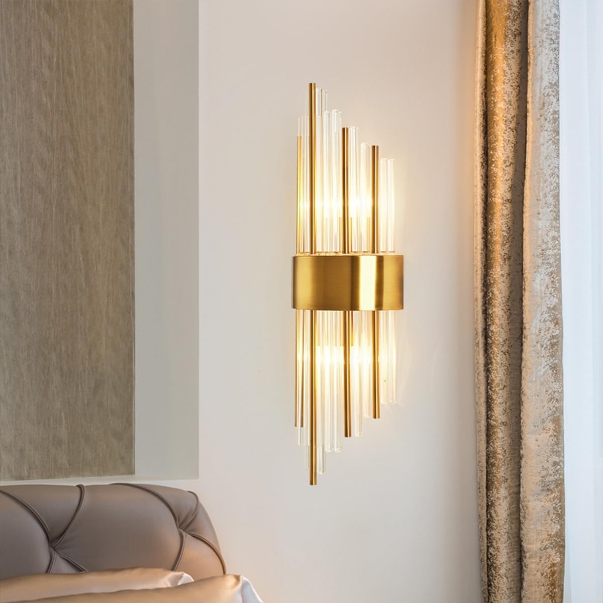 Luxury Crystal Wall Sconce, Modern Gold Finish, 60cm LED Fixture