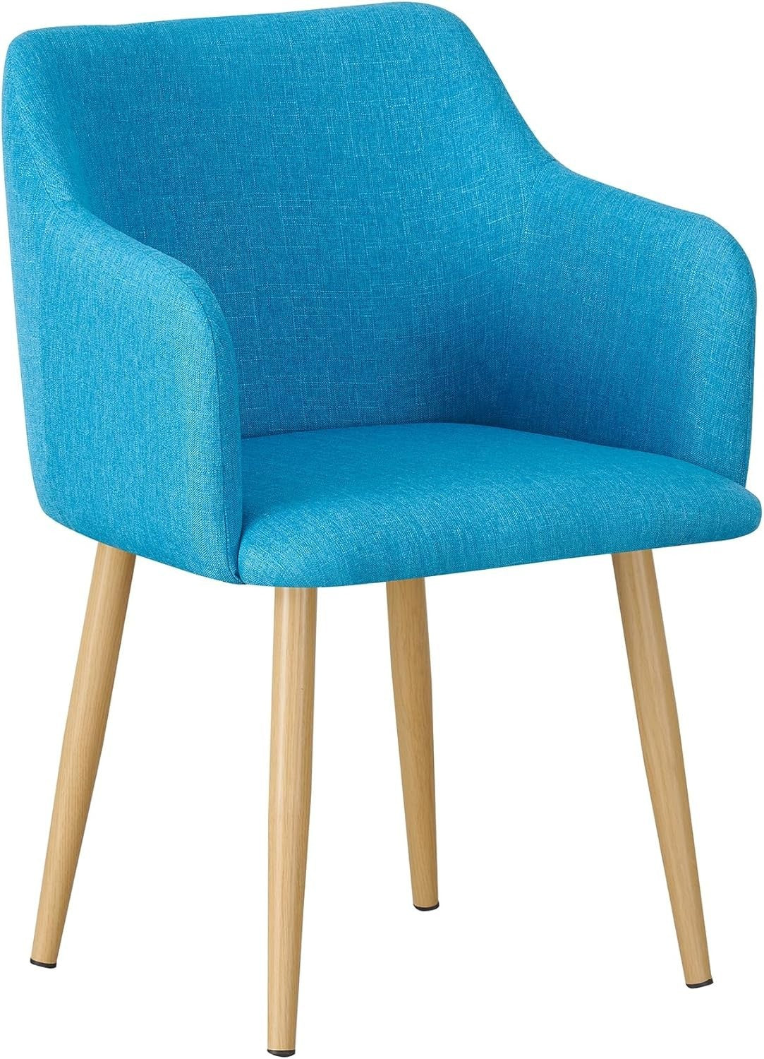 Blue Fabric Tub Chair Wing Back Armchair, Compact Bedroom Vanity Seat
