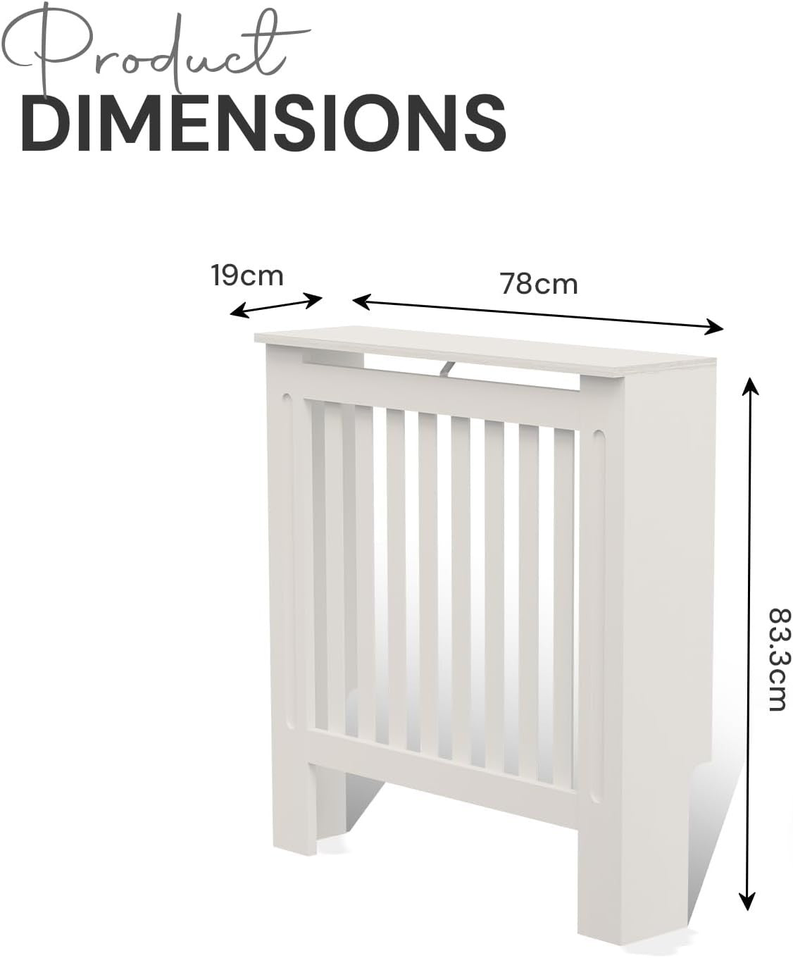 Small Radiator Cover White Slat MDF Compact Heater Cabinet Shelf Space Saving