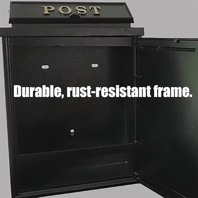 Lockable Retro Wall Mailbox Cast Aluminum Waterproof Letterbox for Home Garden