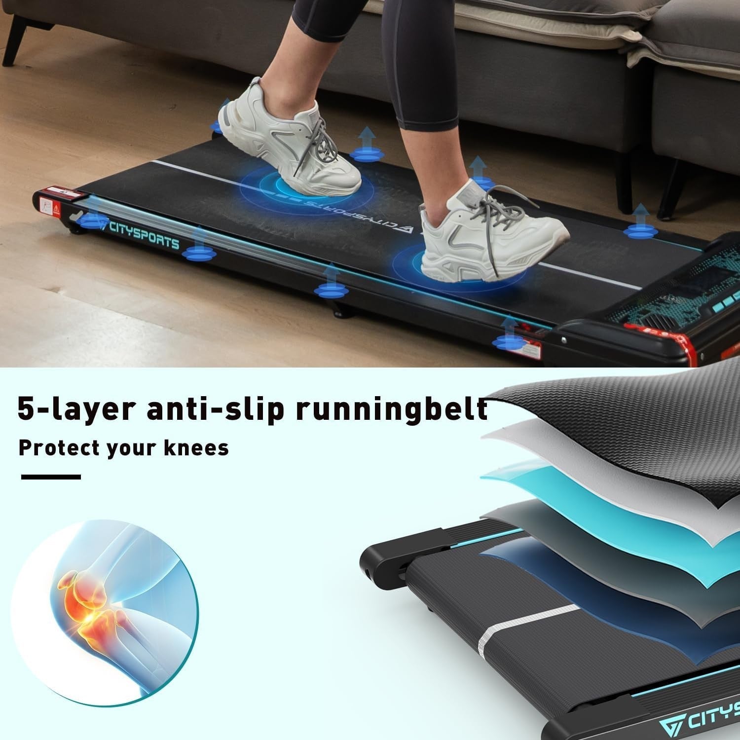 Under Desk Treadmill Ultra Slim Walking Pad Home Office Portable 6km/h