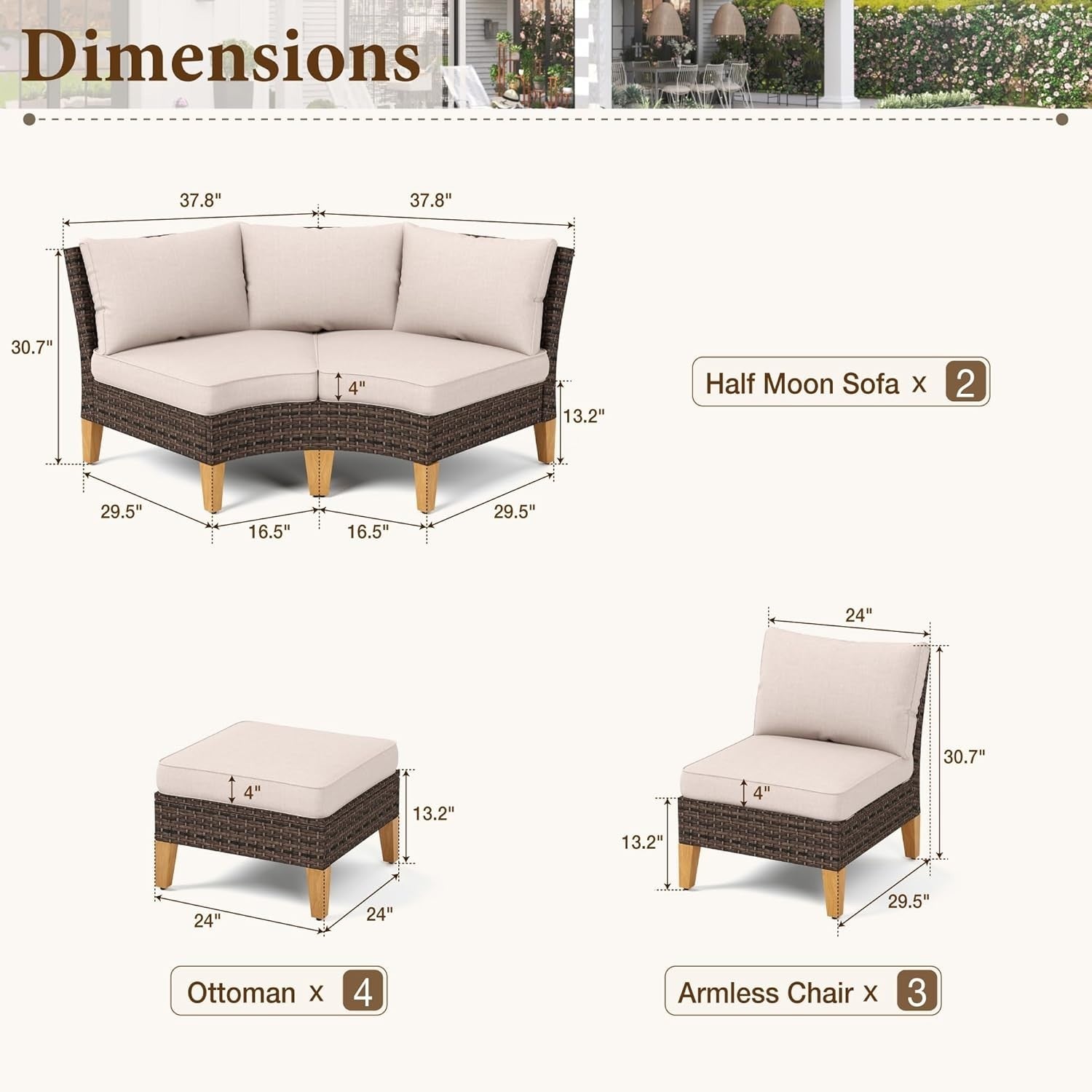 Outdoor Rattan Garden Sofa Set Corner Lounge Waterproof Cushions Table Stool
