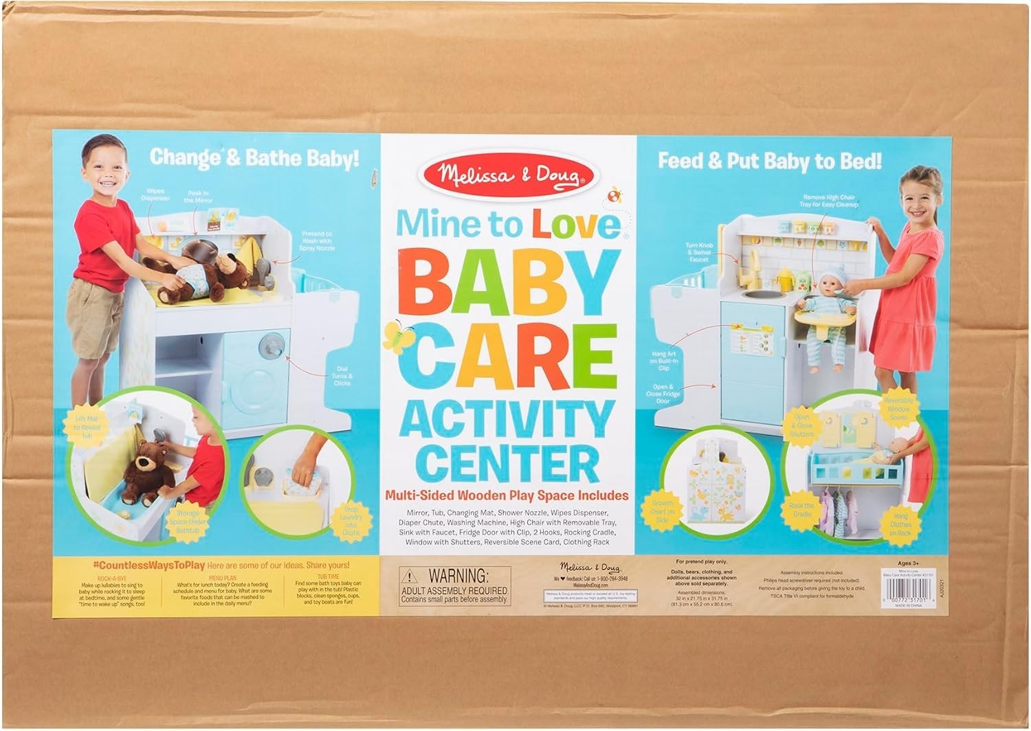 Wooden Doll Baby Care Activity Centre Nursery Kitchen Pretend Play Set