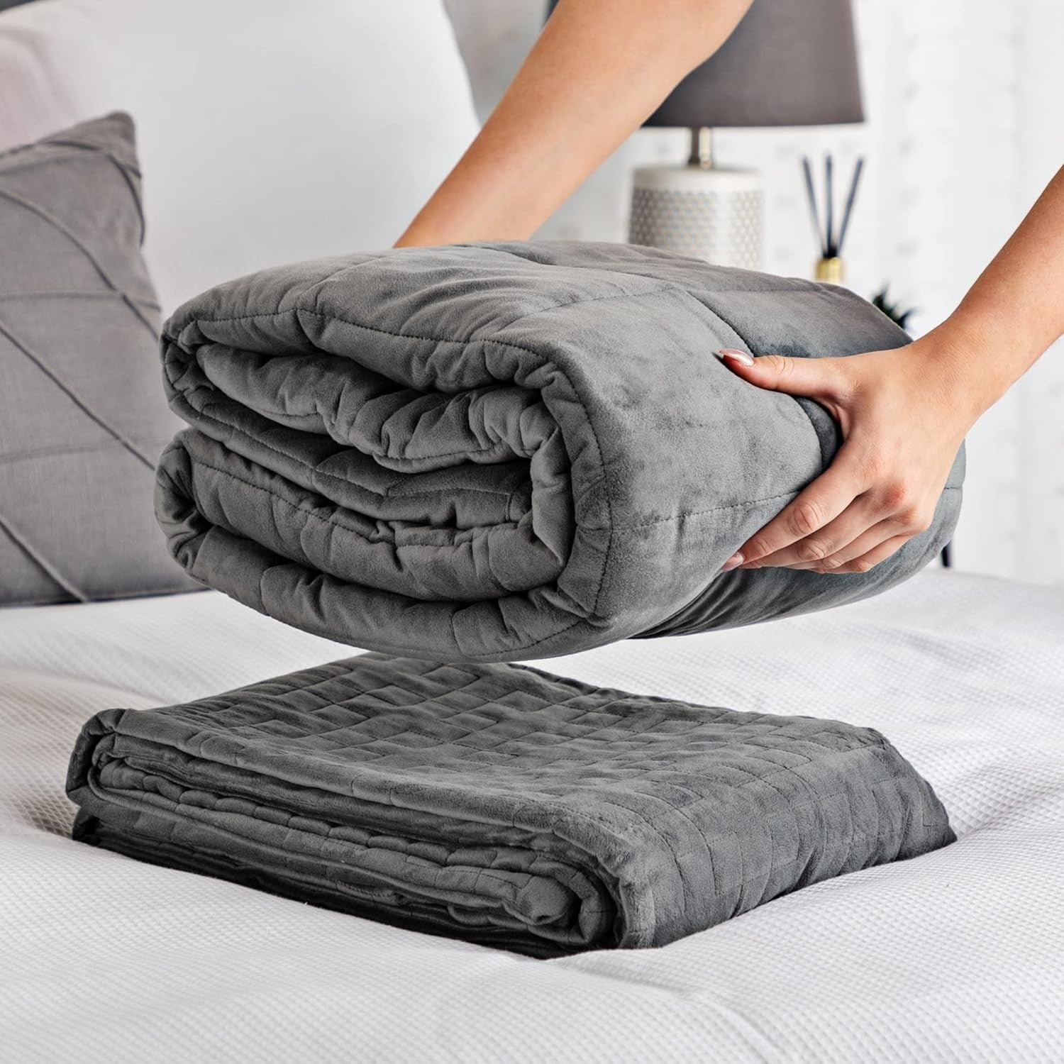 Luxury Weighted Blanket for Adults - Grey - 5kg Single 190x90cm - Stress Relief