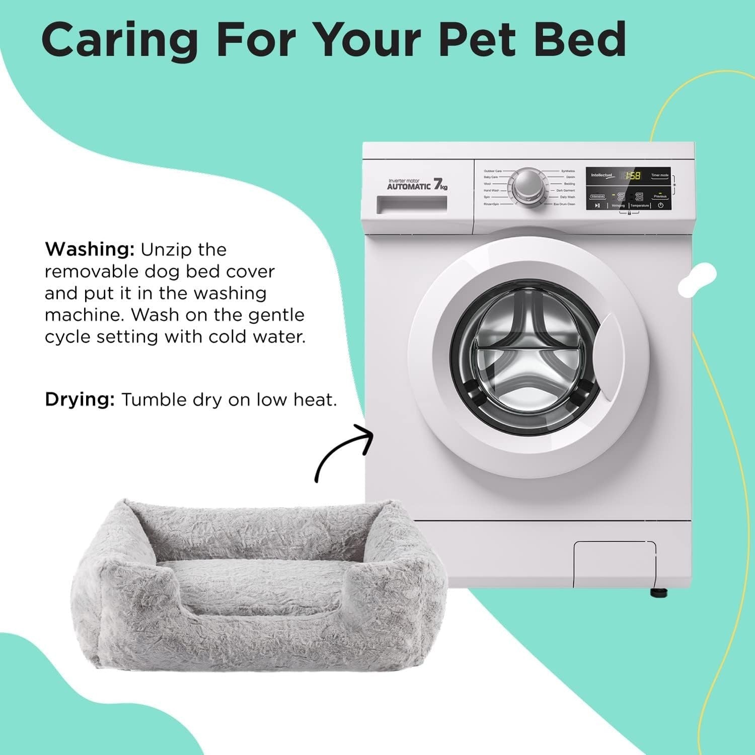 Small Orthopedic Memory Foam Dog Bed 20x15in Washable
