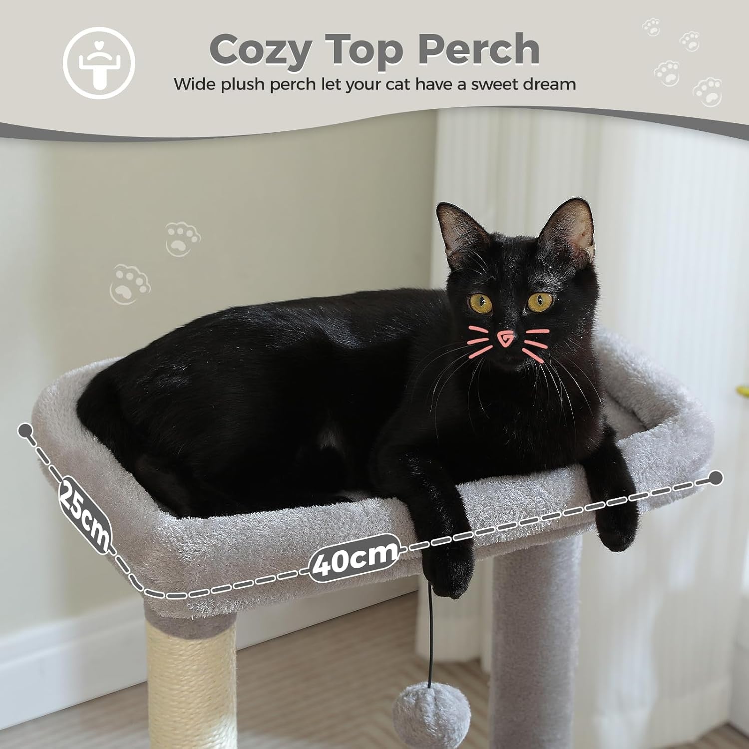 Cat Tree Tower Condo with Hammock Scratching Post Indoor Play 79cm