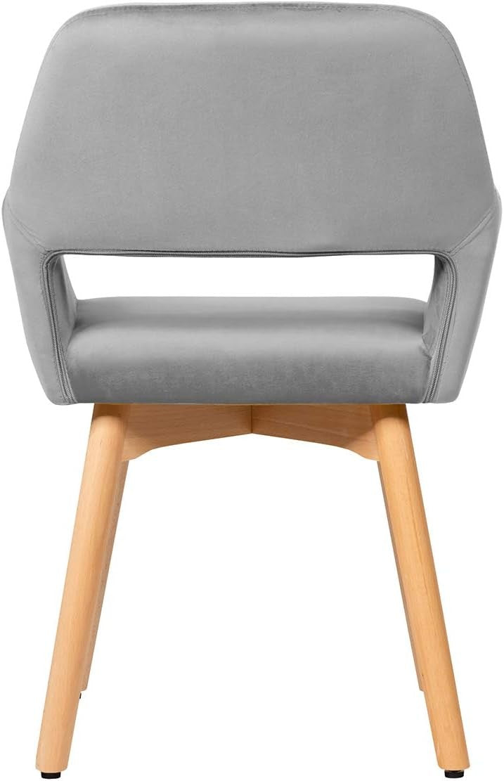 Velvet Dining Chairs Set of 2 Grey Upholstered Tub Armchairs