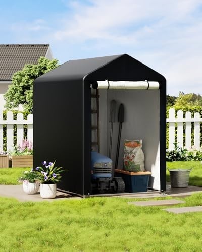 Bike Storage Shed 4x6ft Waterproof Outdoor Tent Garage Motorbike Shelter Black