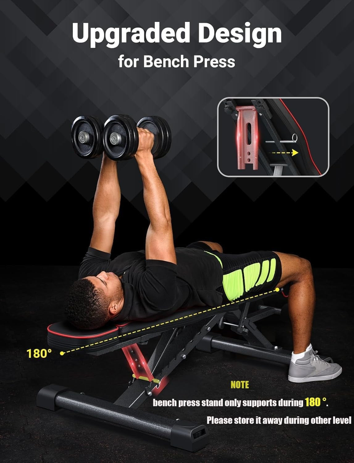 Extra Large Foldable Weight Bench 880lb Vertical Press Full Body Gym