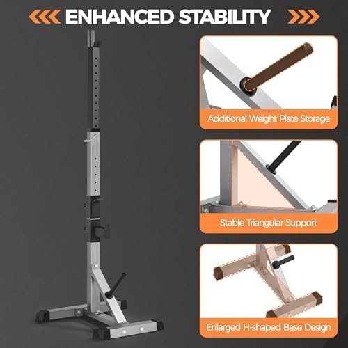 Adjustable Squat Rack Barbell Stand with Dip Station Home Gym Heavy Duty