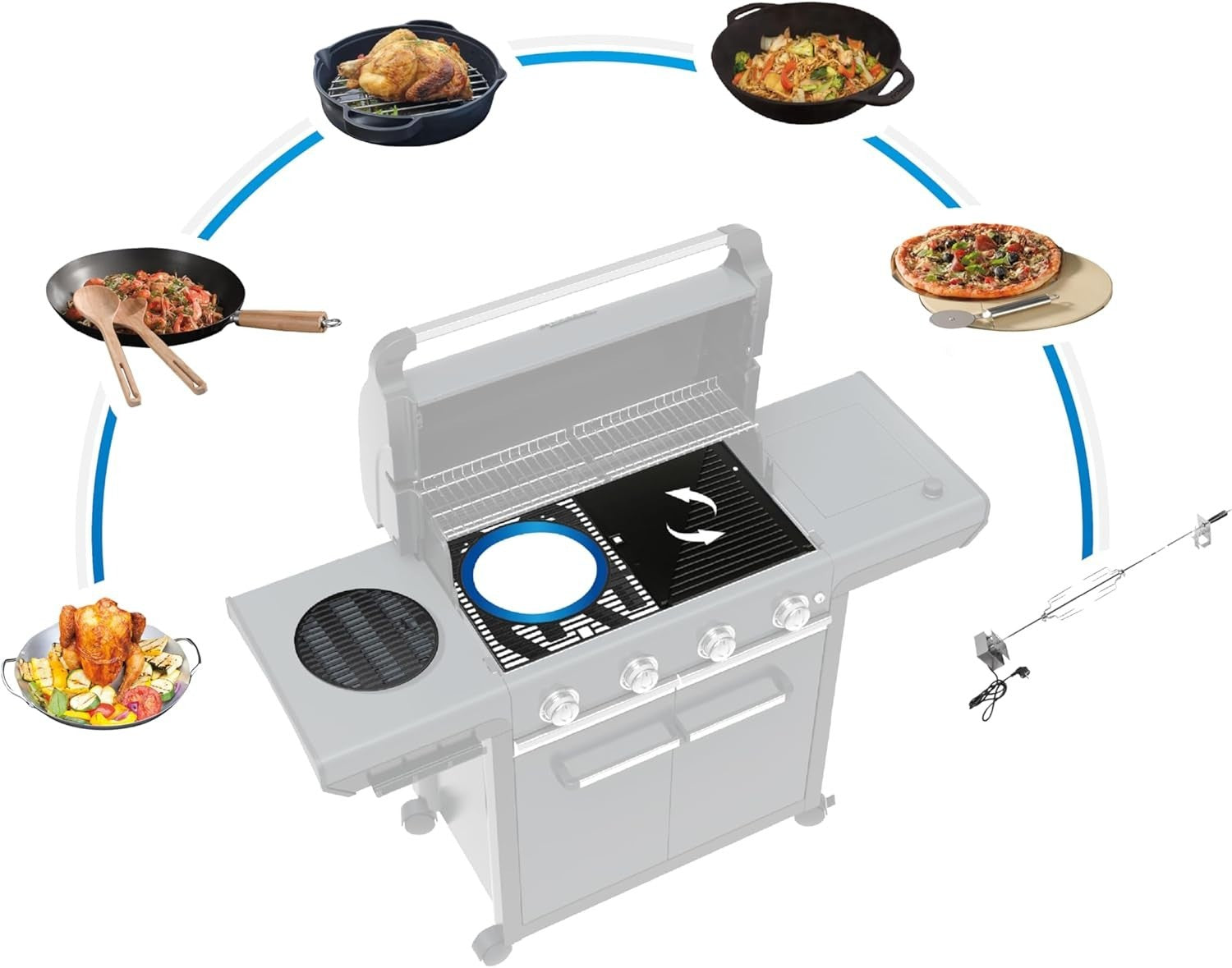 Premium 3-Burner Gas BBQ Grill with Side Burner, Cast Iron Grates