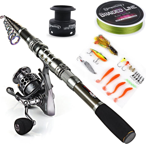 Telescopic Fishing Rod Reel Combo Carbon Fiber Travel Saltwater Freshwater