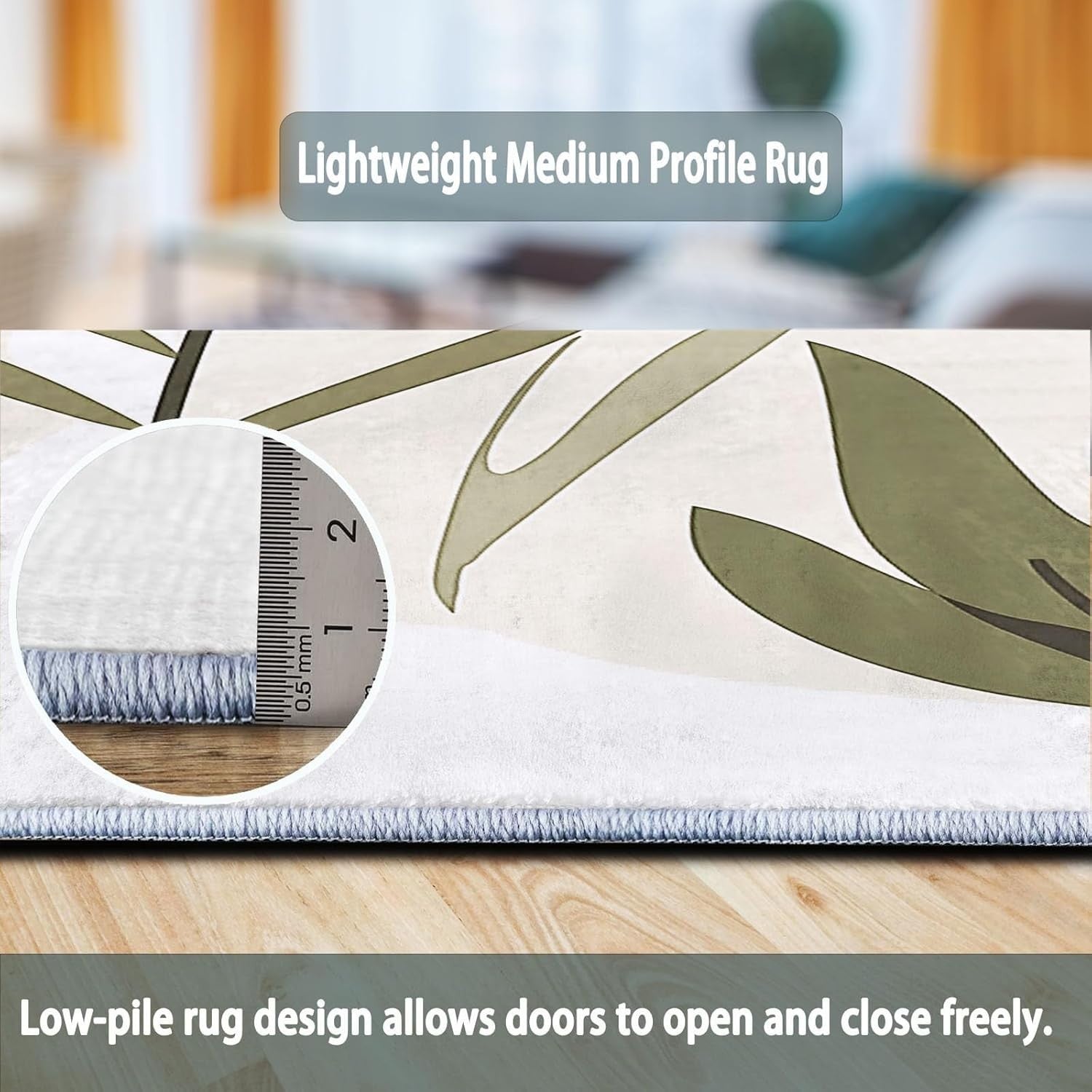 Bohemian Leaf Area Rug 120x180cm Non Slip Washable Living Room Carpet
