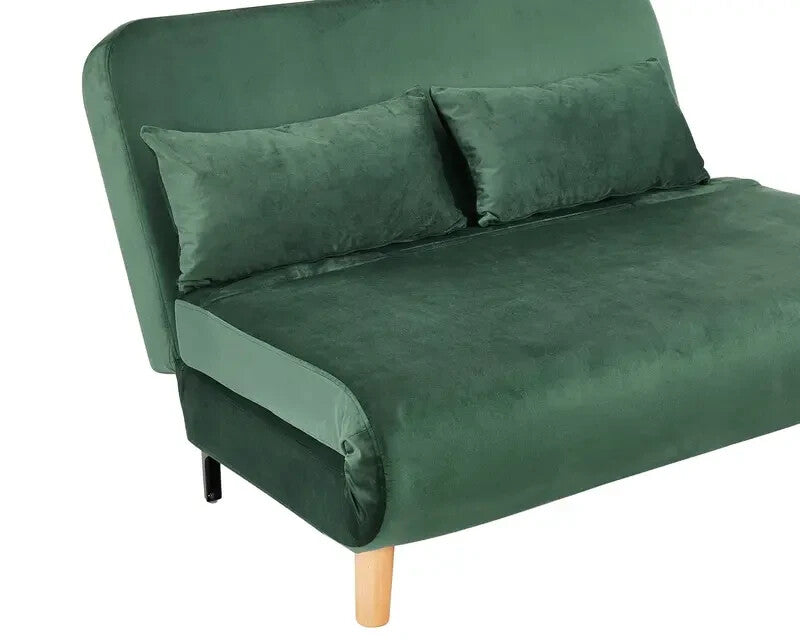 Green Velvet Double Sofa Bed Futon 2 Seater Clic Clac Guest Sleeper