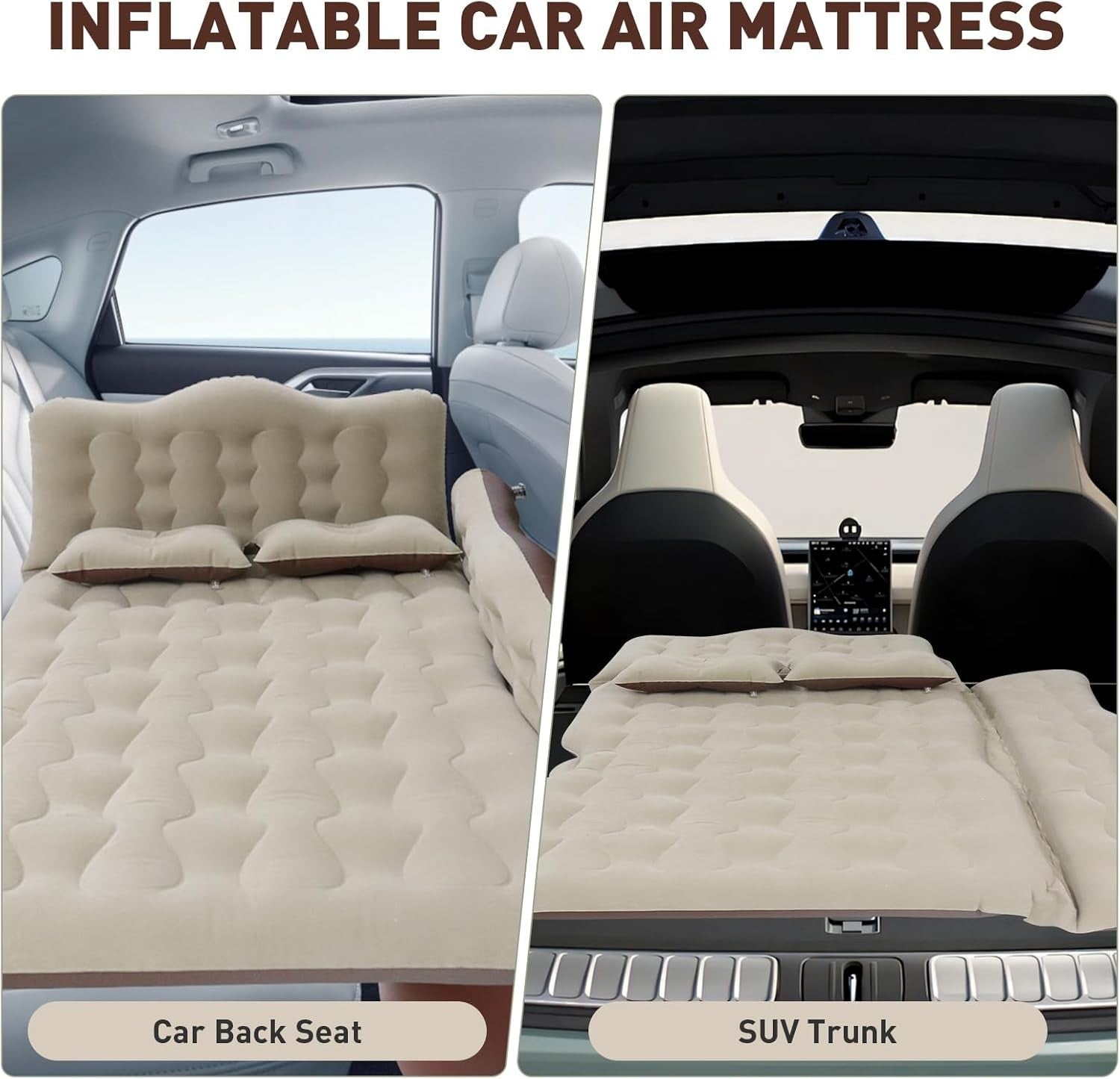 Luxury Car Air Mattress SUV Back Seat Bed w Pump Pillows Camping Travel