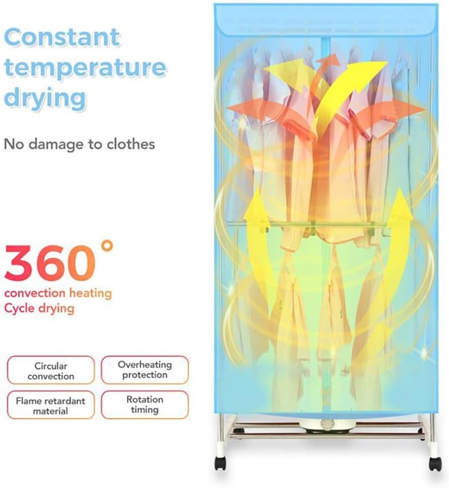 Portable Electric Clothes Dryer 15kg Warm Air Wardrobe 2 Tier 1000W