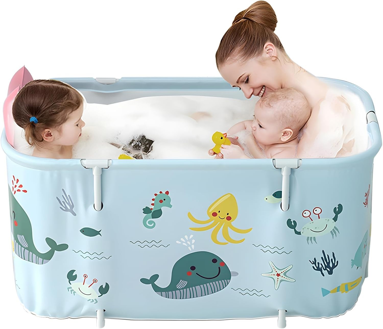 Portable Foldable Bathtub 120x50x55cm Adult & Kids Spa Tub – Ocean Style