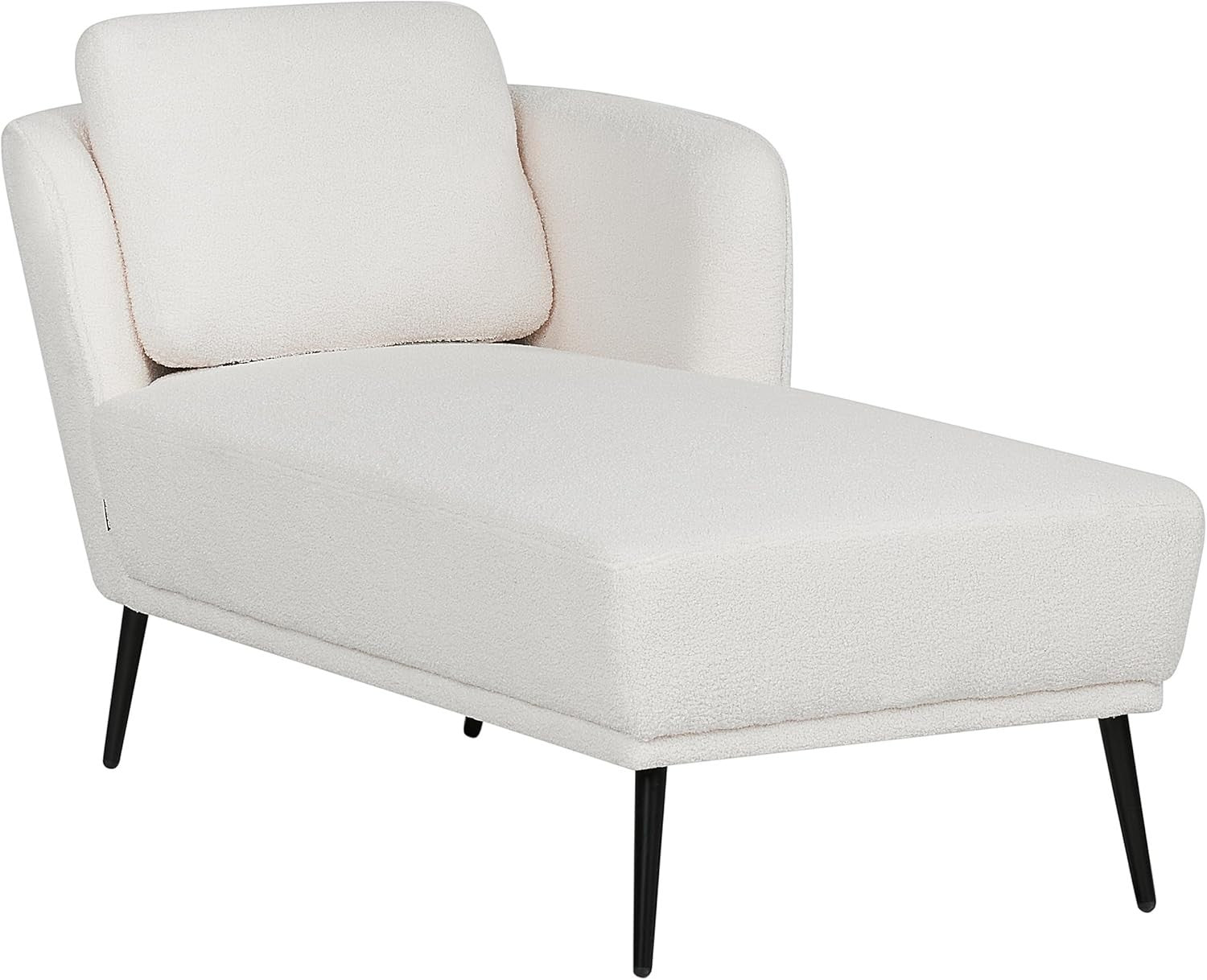Boucle Chaise Lounge Sofa Left-Hand | Retro Style Off-White Compact Seat