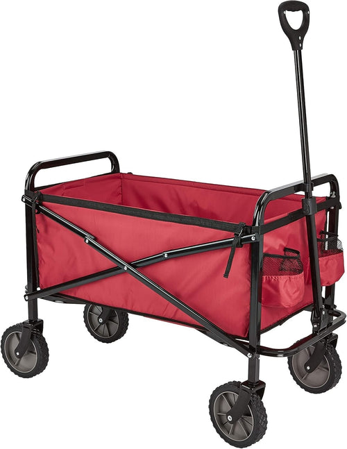 Red Heavy Duty Collapsible Utility Wagon Foldable Outdoor Camping Garden Trolley