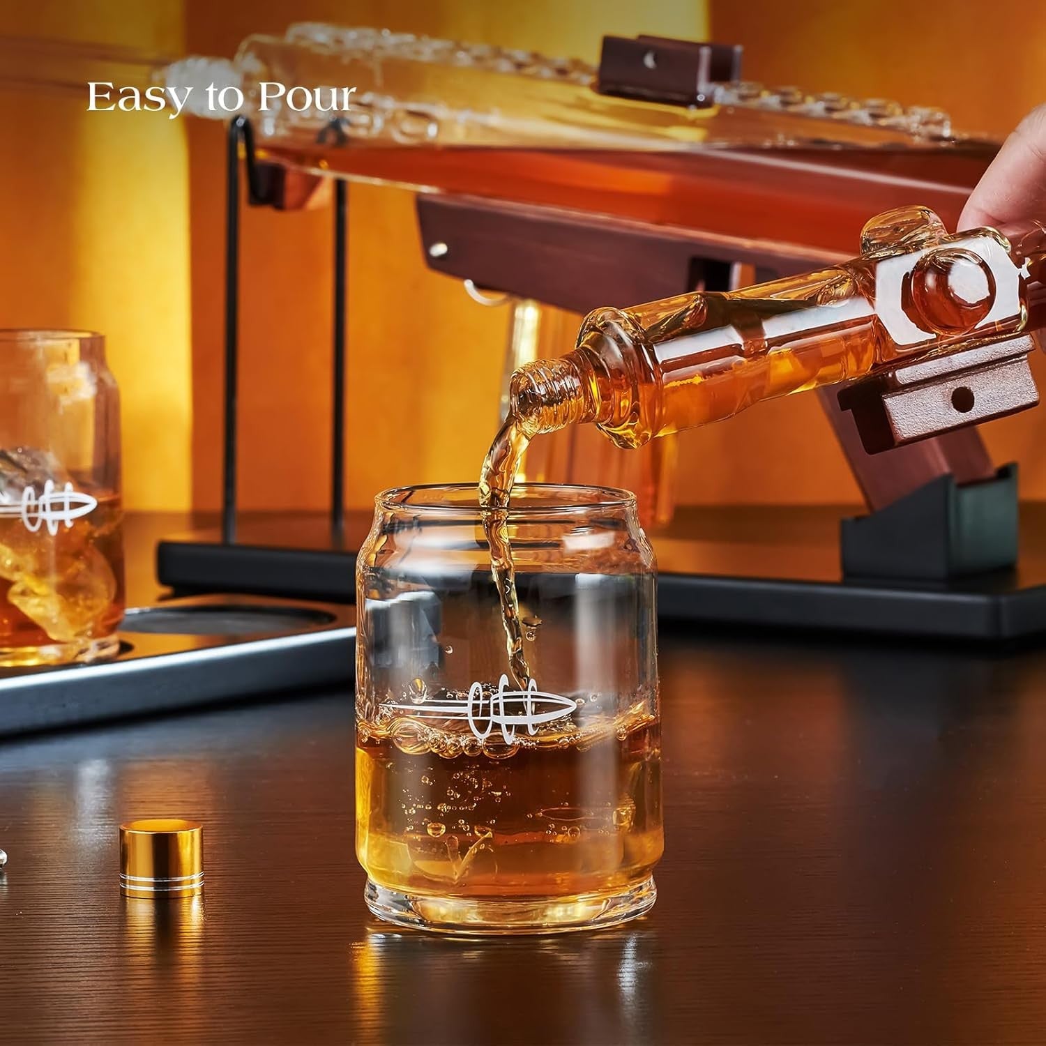 Luxury Telescope Whiskey Decanter Set with Bullet Glasses & Wooden Display 850ml