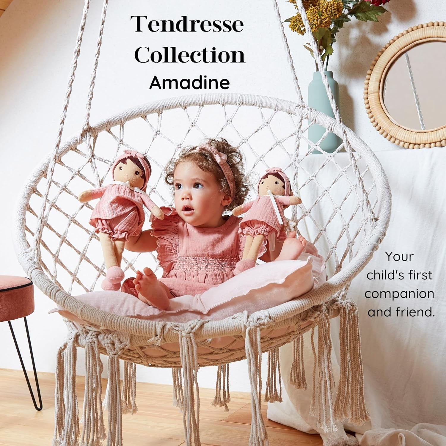 32cm Soft Fabric Baby Doll Pink Muslin Dress Personalised Ribbon Newborn Gift