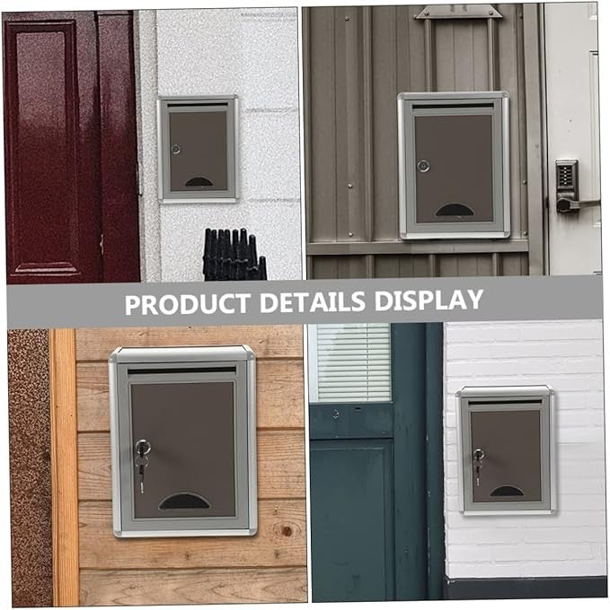 Lockable Wall Mounted Mailbox Set Metal Post Boxes for Home Office Security