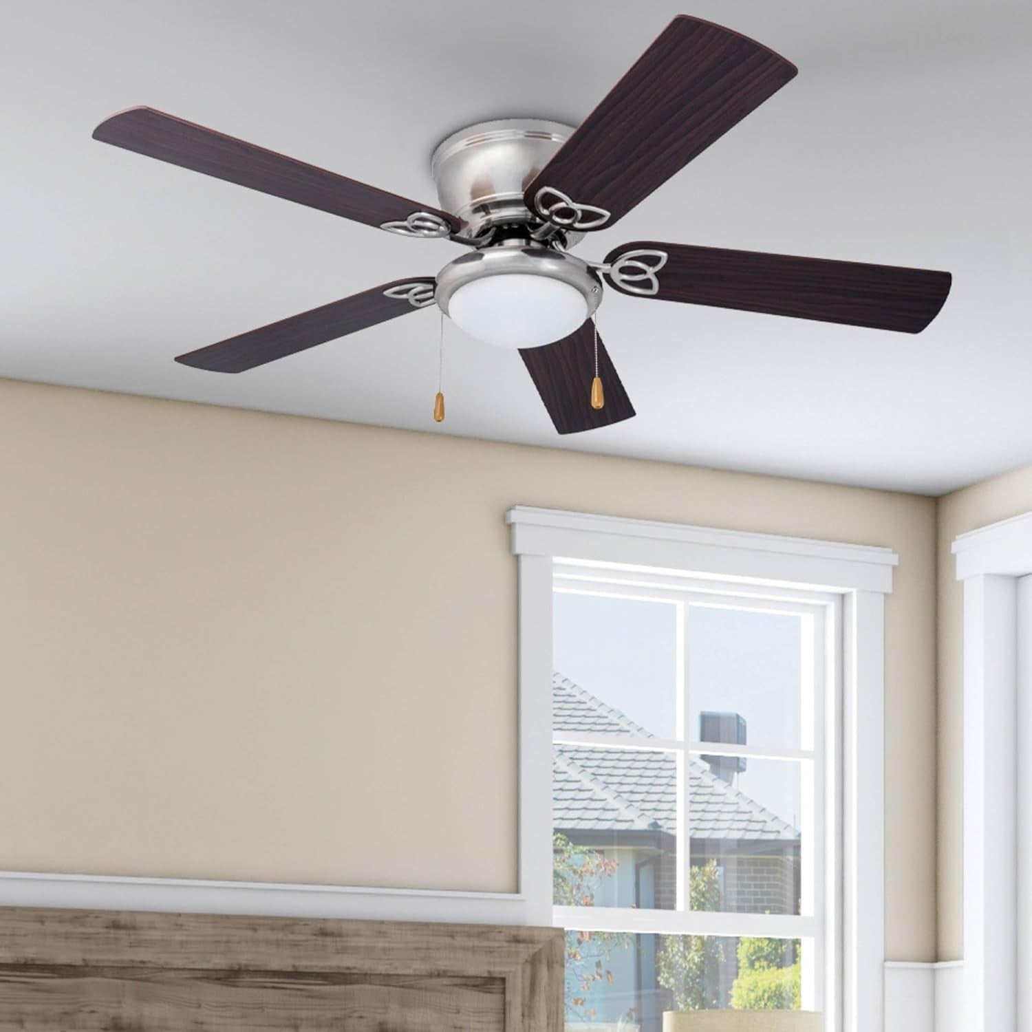 Prominence Home Benton 52" Ceiling Fan, LED Light, 5 Blades, Brushed Nickel