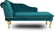 Luxury Tufted Velvet Chaise Lounge Sofa Left Hand Accent Chair Teal