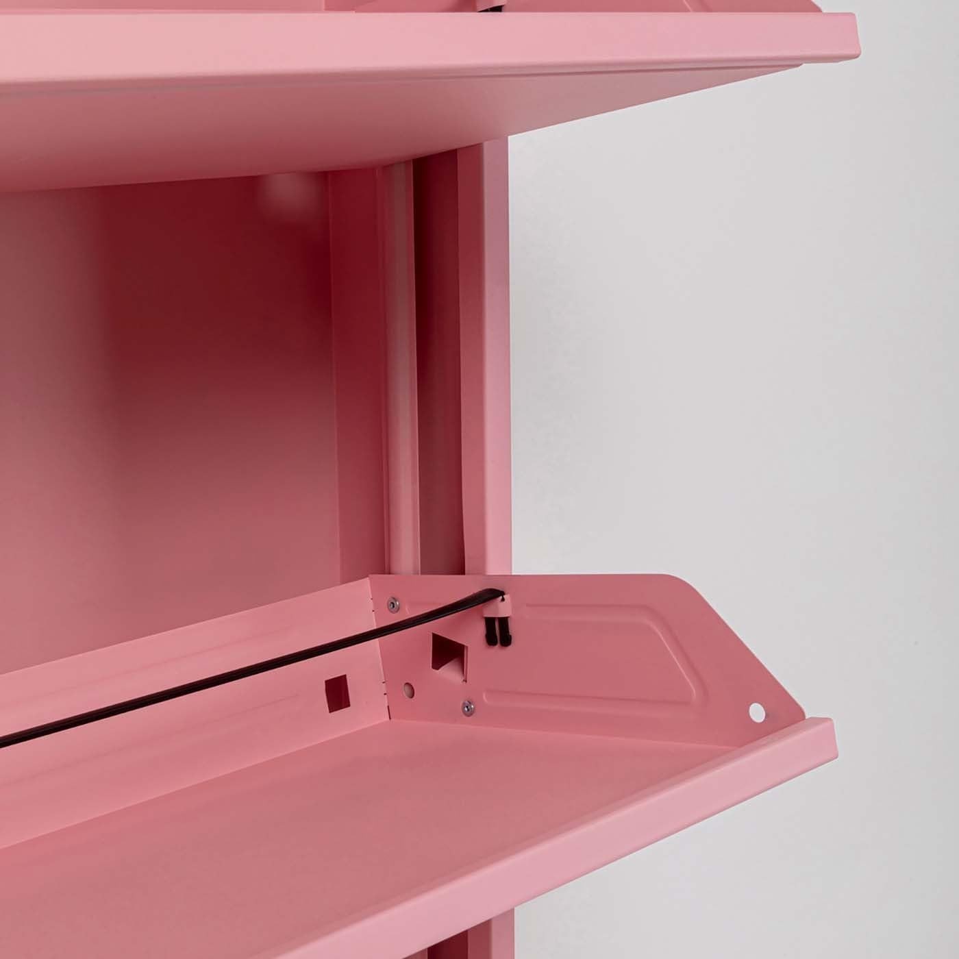 Slim 5-Drawer Shoe Cabinet Pink– Space-Saving Metal Tilt Rack 170x50x15cm