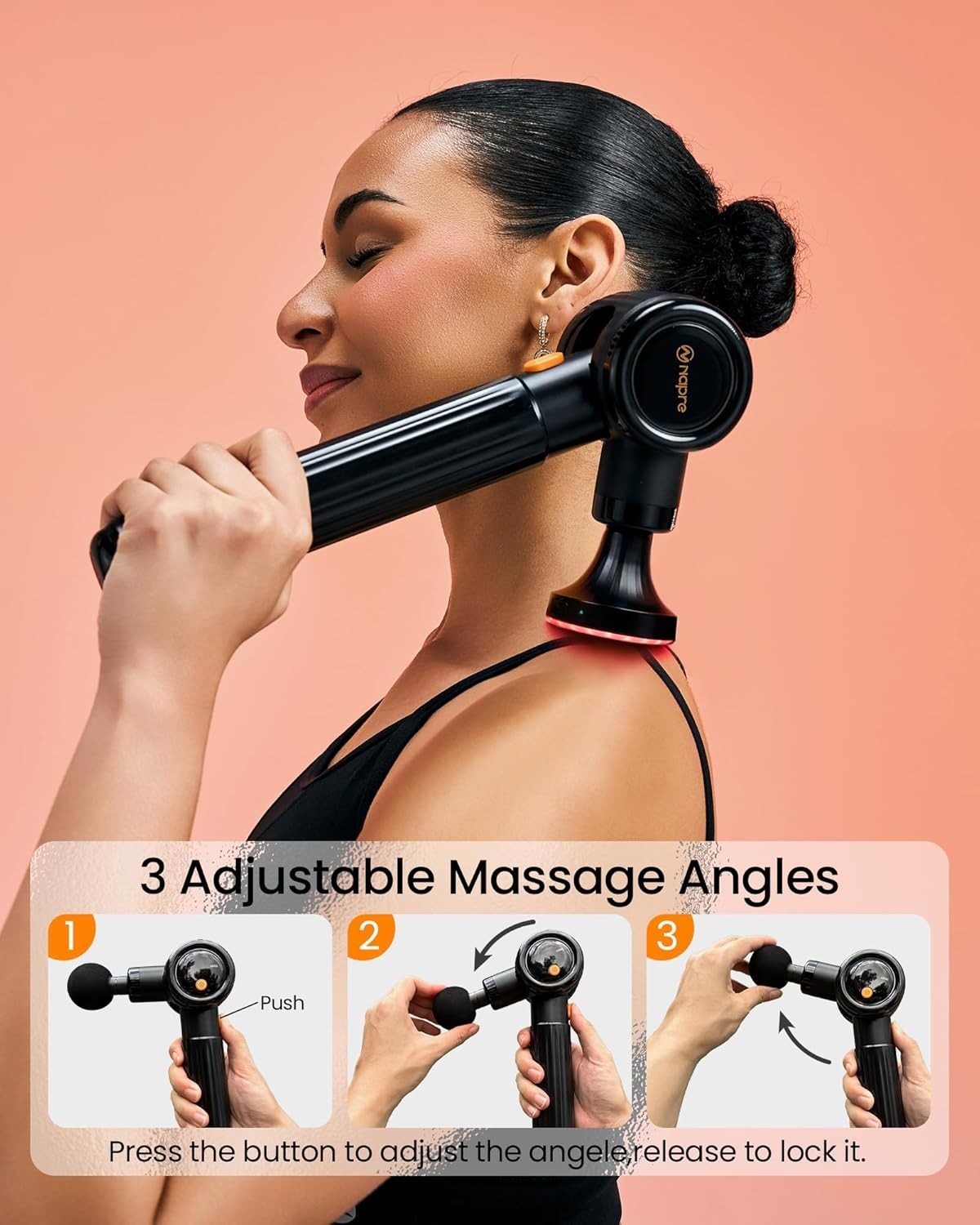 Massage Gun with Heat Deep Tissue Percussion Long Handle Red Light