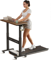 Mobile Standing Desk Walking Pad Compatible Adjustable Pneumatic Desk  Wheels